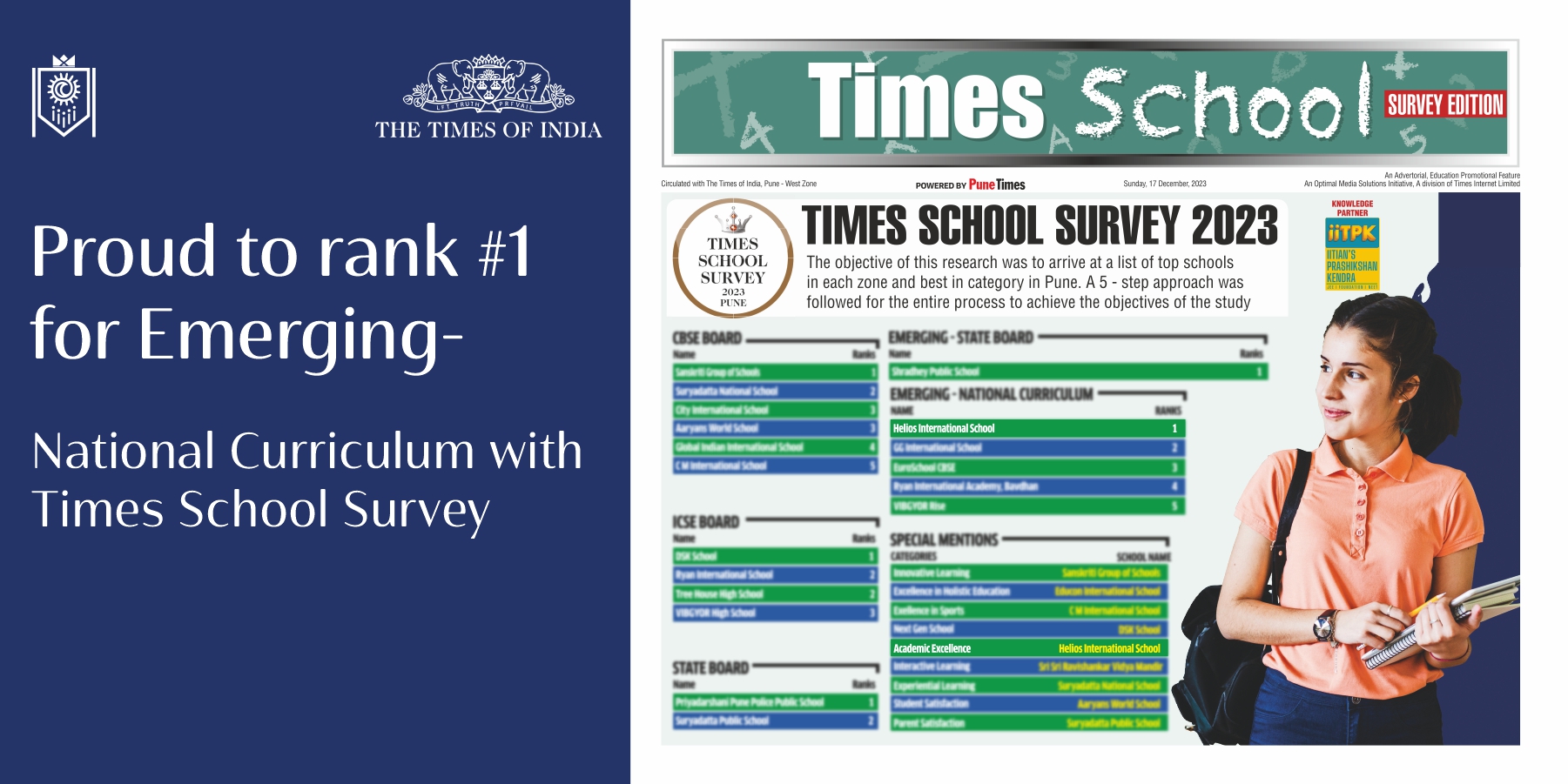 Proud to rank #1 for Emerging- National Curriculum with Times School Survey
