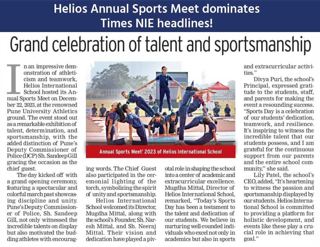 Helios Annual Sports Meet dominates Times NIE headlines!